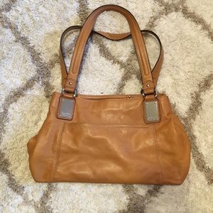 Tignanella genuine leather tan shoulder handbag